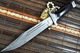 Custom Damascus Hunting Knife - Beautiful Bowie Knife -