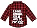 Kids Little Boys Girls Baby Letters Print Long Sleeve Button Down Red Plaid Flannel Shirt (4T, Red)