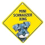 MINI SCHNAUZER XING ラミネートサイン：ミニシュナウザー 横断 注意 Made in U.S.A [並行輸入品]