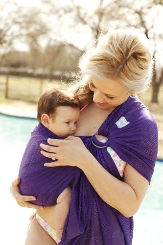 Versatile Water & Warm Weather Ring Sling Baby Carrier | Made in USA with Safety Tested Fabric & Aluminum Rings | Lightweight, Quick Dry & Breathable (Paradise Plum, X-Long)