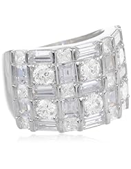 Sterling Silver Simulated Diamond Five-Row Ring, Size 7