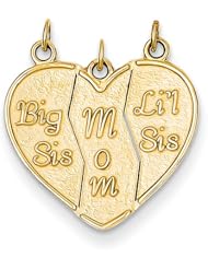 14k Yellow Gold Break-apart Big Sis, Mom, Lil Sis Charm