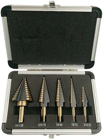 Inton Step Drill Bit Set with 1/4-inch and 3/8-inch Shanks, SAE | 5-piece