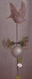 Lawn Ornaments Outdoor Rusted Metal Hummingbird with Mirror Ball Weath Vane
