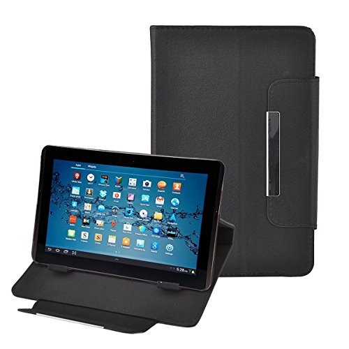 2014 Newest Slim Fit Folio Stand Leather Case Cover with Magnet Button for 7 Inch Android Tablet -6 Color Options(Black)
