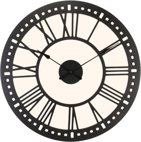 River City Clocks Indoor Black Tower Wall Clock with Cream Background