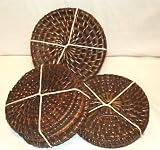 Java Rattan set of 6 round coasters