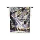 Review ArtExpression  / Balcony De La Flora - Artist: Mary Schaefer - Fabric Size: 53.00 by 40.00 inches Wall Tapestry with hanging rods and tassels included