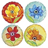 Grasslands Road Petals 8-1/4-Inch Hand Painted Floral Accent Plates 4 Styles, Set of 8