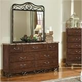 IMAGE OF Santa Cruz Dresser and Mirror Set in Lexington Cherry Rutice