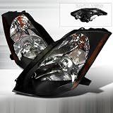 2003-2005 Nissan 350z Halo Projector Headlights Black (Won't fit with Factory HID) by Instyleparts