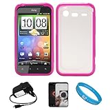 Durable Crystal Hard Case Cover with Pink Rubberized TPU Silicone Skin Edge ....