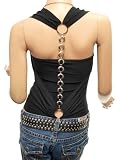 Patty Women Cowl Neck Backless Chain Draping Halter Tops