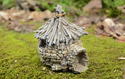 syarin Miniature Dollhouse FAIRY GARDEN Troll Rock House With Twig Roof