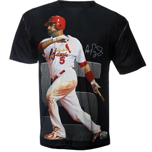 MLB Boy's St. Louis Cardinals Albert Pujols Sublimated High Definition Photo Tee Shirt (Graphite) (Cardinals, Large)