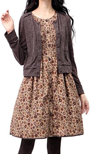 Artka Women's Fall Fresh Floral False Two Pieces Full Hemline Dress LA10437Q
