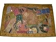 Olive Green Sequin Beaded Embroidered Tapestry Vintage Sari Wall Hanging 60x40