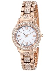 Anne Klein Womens AK/1492MPRG Swarovski Crystal Accented Rose Gold-Tone Bracelet Watch
