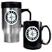 Seattle Mariners Primary Logo Stainless Steel Travel Mug and Black Ceramic Mug Set