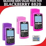 Silicone Skin 3 pc. Value Pack for your Blackberry 8820 (Purple, Light Pink, Hot Pink) Bonus DBRoth Microfiber Cleaning Cloth Included