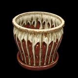 Ceramic Orchid Pot - 5 inch - Copper Round Cream Accent
