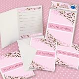 Cherry Blossom - Set of 8 Fill In Baby Shower Invitations