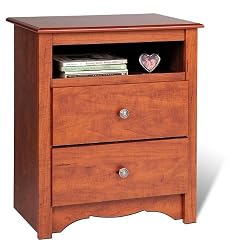 Prepac Cdc-2428 Monterey 2 Drawer Tall With Open Cubbie Cherry