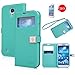 Galaxy S4 Case,Case for Samsung Galaxy i9500,[2PCS HD Screen Protectors]By Ailun, Wallet Case,with S-view Function,PU Leather Case,Credit Card Holder,Flip Cover Skin[Mint Green]