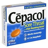 Cepacol Sore Throat Lozenges with Pain Numbing Relief, Extra Strength, Citrus, 18-Count Packages (Pack of 6) Cepacol Sore Throat Lozenges with Pain Numbing Relief, Extra Strength, Citrus, 18-Count Packages (Pack of 6)