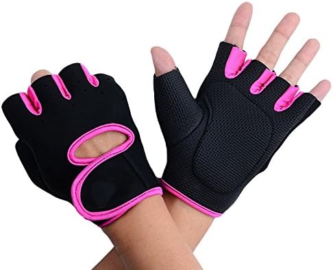 Happylife12 Half Finger Sport Cycling Weightlifting Gloves for Exercise Training (Rose Red, M)