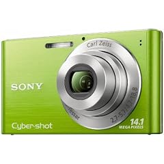 Sony DSC-W320G Digitalkamera (14 Megapixel, 26mm Carl Zeiss Vario Tessar Weitwinkelobjektiv mit 4fach optischem Zoom, 6,9 cm (2,7 Zoll) LC-Display) gr�n