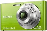 Sony DSC-W320G Digitalkamera (14 Megapixel, 26mm Carl Zeiss Vario Tessar Weitwinkelobjektiv mit 4fach optischem Zoom, 6,9 cm (2,7 Zoll) LC-Display) gr�n