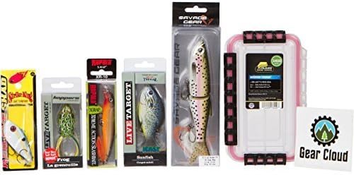 Bass Lure Bundle: Savage Gear Glide Swimmer, LiveTarget Hollow Body Sunfish, Rapala X-Rap, Strike King Red Eye Shad, LiveTarget Hollow Body Frog, Plano 3400, Gear Cloud Decal. 7 Item Bundle.