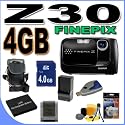 Fujifilm FinePix Z30 10MP Digital Camera w/3x Optical Zoom (Black) BigVALUEInc Accessory Saver 4GB Battery/Charger Bundle
