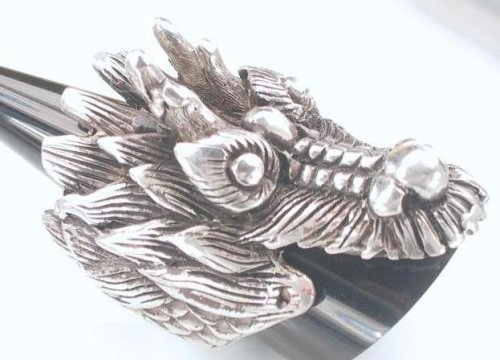Giant DRAGON HEAD Silver Tone PEWTER RING Band