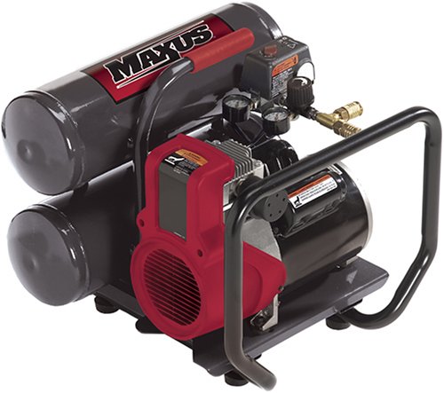 Maxus EX8010 14 Amp 1-4/5 Horsepower 4 Gallon Oil-Free Twin Hot Dog Compressor