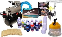 IWATA Eclipse HP-BCS AIRBRUSH Kit With Airbrush Depot 1 Year Warranty Tank Compressor and 6 Foot Air Hose Set, Createx Paint, How To Video, Airbrush Holder, Cleaning Pot, Mixing Sticks & Cups, Quick -Connector
