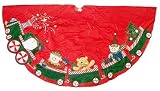 56 Snowman Express Train Red Christmas Tree Skirt