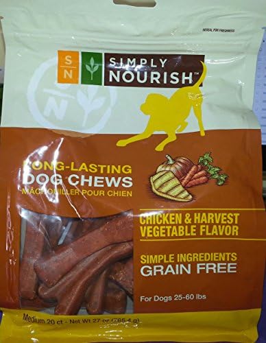 SIMPLY NOURISH LONG LASTING DOG CHEWS CHICKEN HARVEST VEGETABLE FLAVOR