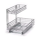 Household Essentials C6512 Two-Tier Sliding Cabinet Organizer, Chrome Household Essentials C6512 Two-Tier Sliding Cabinet Organizer, Chrome