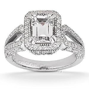 Emerald Diamond Promise Engagement Ring