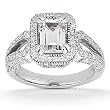 14K White Gold Emerald & Round Cut Diamond Promise Engagement Ring (1.45ct.tw, HI Color, SI2-3 Clarity)