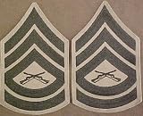 Green on Khaki USMC Chevrons - Gunnery Sergeant - Male