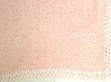 Bk1, Knitted on Hand Knitted Machine Pink Chenille Finished By Hand Crochet with Baby Pink Infant Girls Blanket