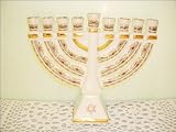 Porcelain Hanukkah Menorah Blue, White and Gold Design