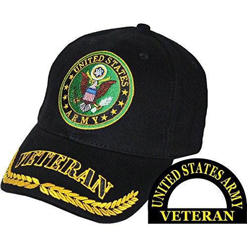 U.S Military Army Cap Veteran Hat Black Baseball Velcro