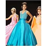 IMAGE OF Fun Orange Keyhole Back Pageant Dress Toddler Little Girls 2T-14