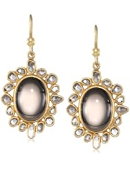 Lauren Harper Collection Midnight 18k Gold, Smokey Topaz and Champagne Rose Cut Diamond Oval Earrings