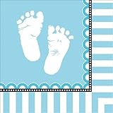 Creative Converting Sweet Baby Feet Blue Lunch Napkins, 16 Count