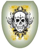 Toilet Tattoos TT-1116-O Skull Grunge Decorative Applique for Toilet Lid, Elongated